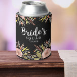 Trendy Floral Bride Squad Custom Wedding Date Can Cooler<br><div class="desc">Your bridal "Squad" will love this gorgeous can cooler featuring a trendy blush rose floral border set against a stunning black background. (you can easily change the colour). Also add your wedding or party date. Perfect for a bachelorette party, bridal shower or day of the wedding - makes a great...</div>