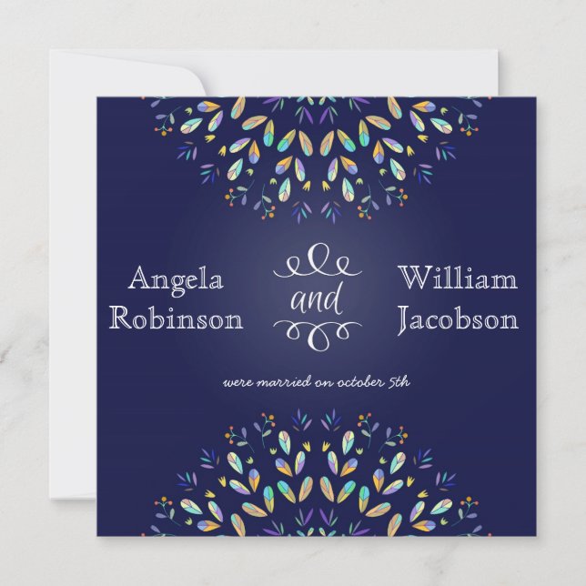 Trendy Floral Chalkboard Post Wedding Invitation (Front)