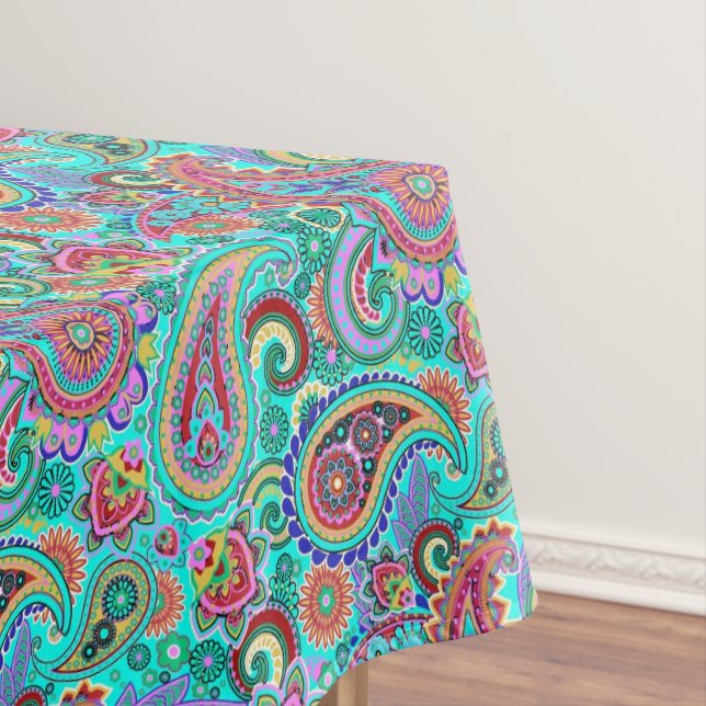 Trendy Floral Colourful Paisley Tablecloth (In Situ)