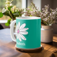 Trendy Floral Daisy Illustration - Pink and Green