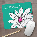 Trendy Floral Daisy Illustration - Pink and Green Mouse Pad<br><div class="desc">A zen and whimsical,  hipster piece of art. You can add a name,  monogram or other custom text. If you need to move the art around,  click on the customise button to make changes.</div>