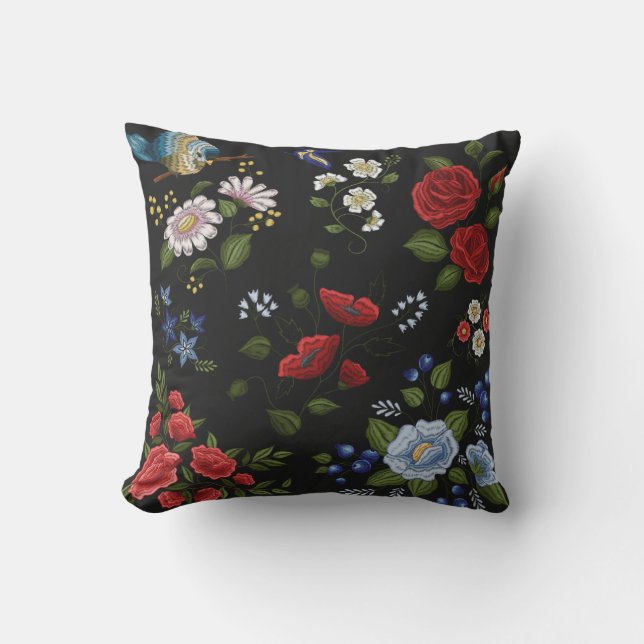 Trendy  Floral  Embroidery       Cushion (Front)