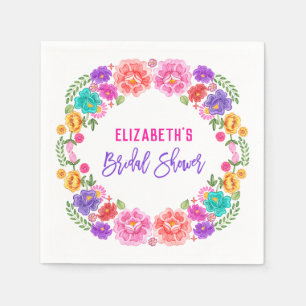 Trendy Floral Fiesta Mexican Bridal Shower Napkin