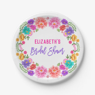 Trendy Floral Fiesta Mexican Bridal Shower Paper Plate