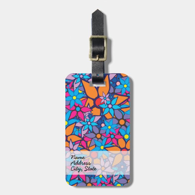 Trendy Floral Pattern #2 Luggage Tag (Front Vertical)