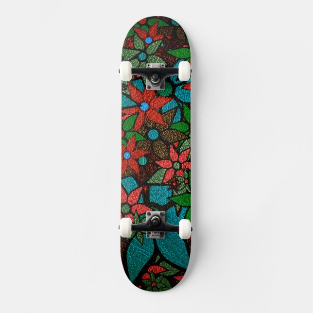 Trendy Floral Pattern #6 Skateboard (Front)