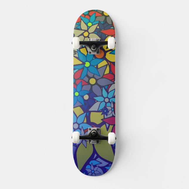 Trendy Floral Pattern #8 Skateboard (Front)