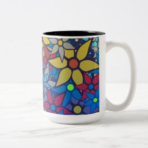 Trendy Floral Pattern #9 Two-Tone Coffee Mug