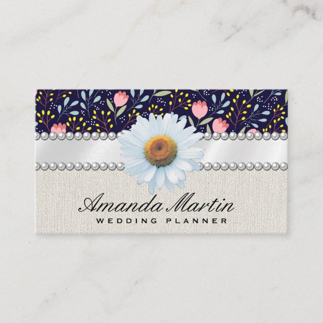 Trendy Floral Pattern Business Card (Front)