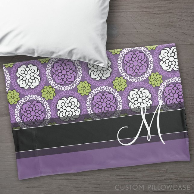 Trendy Floral Pattern - Orchid and Lime Green Pillowcase (Custom Pillowcase)