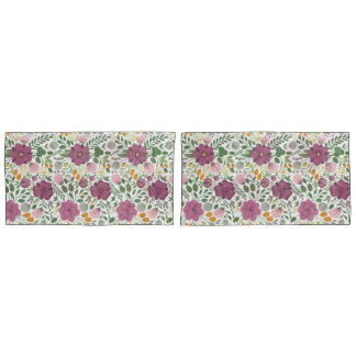 Trendy Floral Pattern Pink Yellow Purple Greenery  Pillowcase