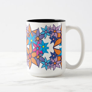 Trendy Floral Pattern Two-Tone Coffee Mug