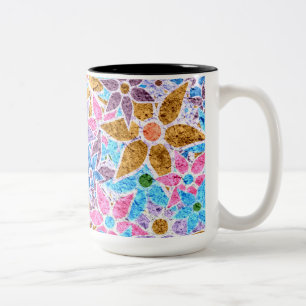 Trendy Floral Pattern Vintage #3 Two-Tone Coffee Mug