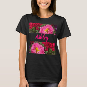 Trendy Floral Pink and Red Aster Flowers T-Shirt