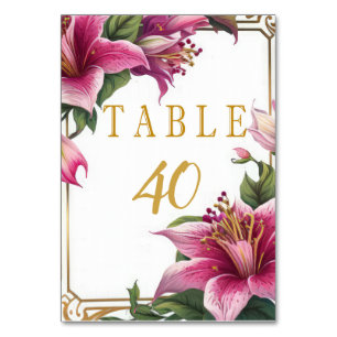 Trendy Floral Pink Stylish Wedding Table Number