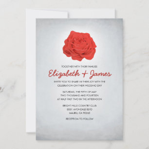 Trendy Floral Red and Black Wedding Invitations