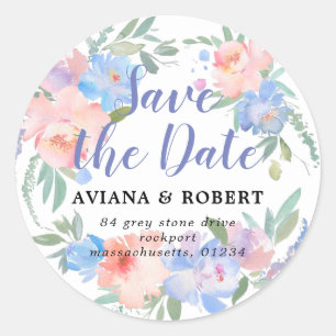 Trendy Floral Save the Date Return Address Labels