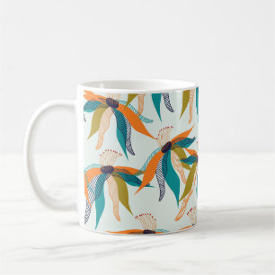 Trendy floral seamless pattern hand drawn colourfu coffee mug