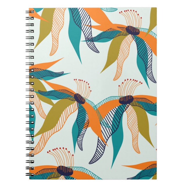 Trendy floral seamless pattern hand drawn colourfu notebook (Front)