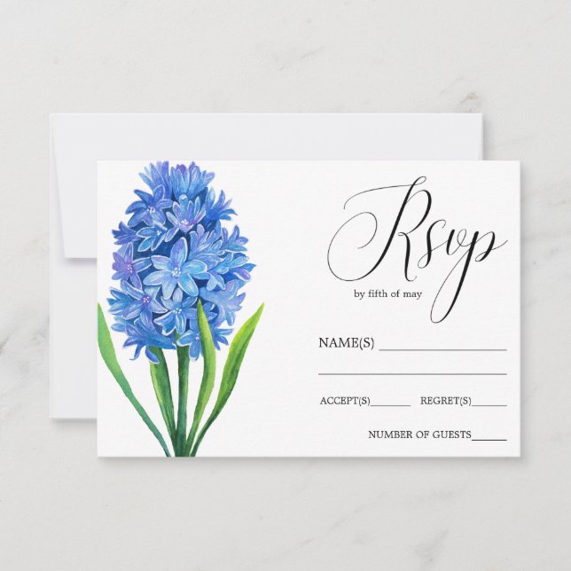 Trendy Flower Blue Hydrangea rustic wedding RSVP (Front)