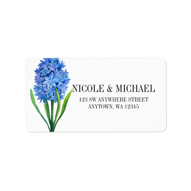 Trendy Flower Blue Hydrangea wedding Label (Front)