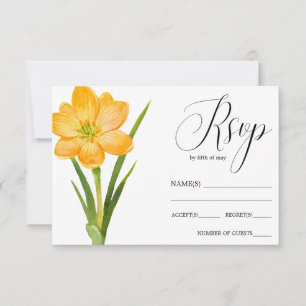 Trendy Flower YELLOW Crocus rustic wedding RSVP Card