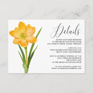 Trendy Flower Yellow Crocus Wedding Details Card