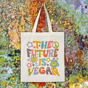 Trendy Flowers Retro Vegan  Tote Bag
