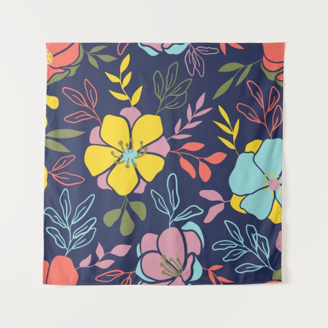Trendy flowers seamless pattern. Small vintage flo Tapestry (Front)