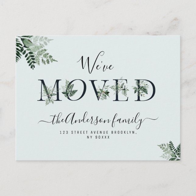 Trendy foliage letters New Home Postcard (Front)