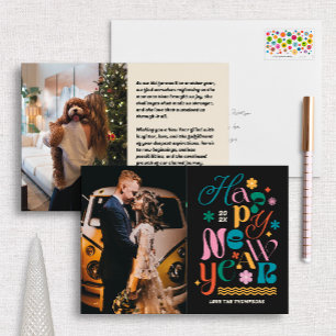 Trendy Font Mix New Year's Photo Card