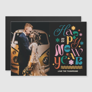 Trendy Font Mix New Year's Photo Magnetic Card