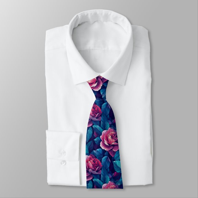 Trendy For Him Rose Floral Tie (Tied)