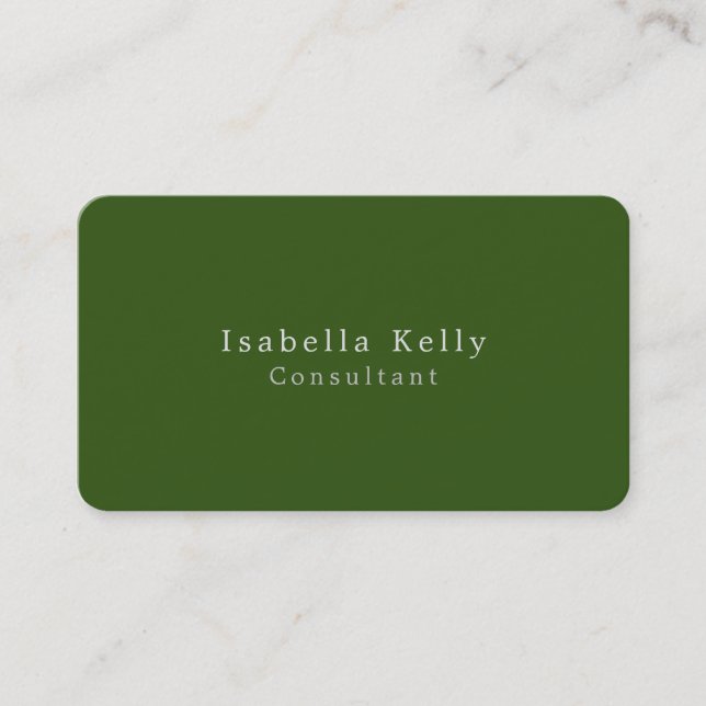 Trendy Forest Green Colour Plain Unique Stylish Business Card (Front)