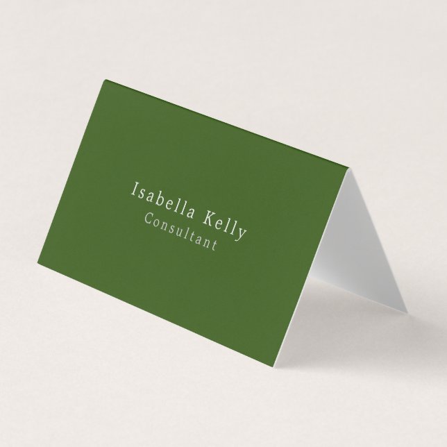 Trendy Forest Green Colour Plain Unique Stylish Business Card (Front)