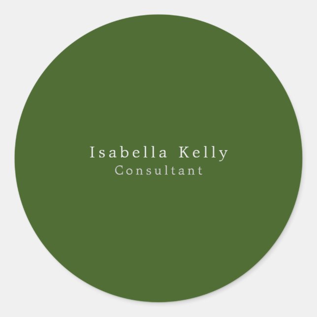 Trendy Forest Green Colour Plain Unique Stylish Classic Round Sticker (Front)