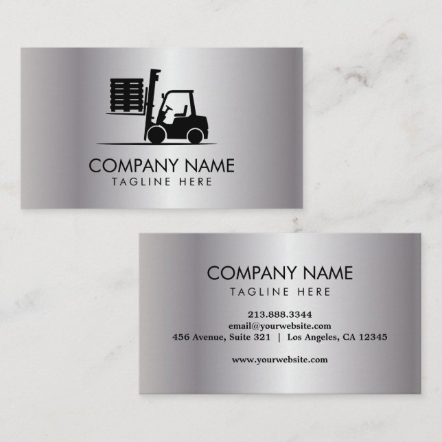 Trendy Forklift, Logisitcs - Professional Silver Business Card (Front/Back)