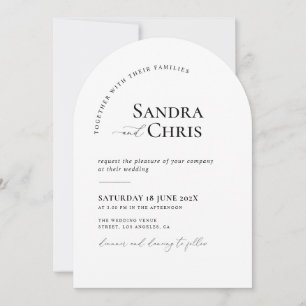 trendy formal black and white wedding invitation