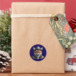 Trendy Fox Character Classic Round Sticker