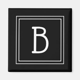 Trendy Framed Monogram Black & White Initial Magnet