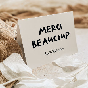 Trendy French Handwritten Text   Merci Beaucoup Thank You Card