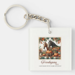 Trendy Friendsgiving Horse  Key Ring