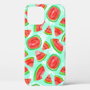 Trendy fruit pattern. Artistic Watermelon backgrou iPhone 12 Case