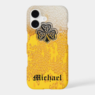 Trendy fun beer Irish lucky shamrock personalised