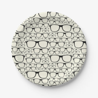 Trendy Funky Nerd Nerdy Geek Retro Glasses Paper Plate