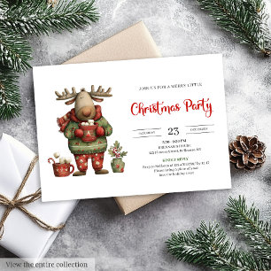 Trendy Funny Reindeer red green festive invite
