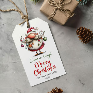 Trendy funny Santa gift tag watercolor style