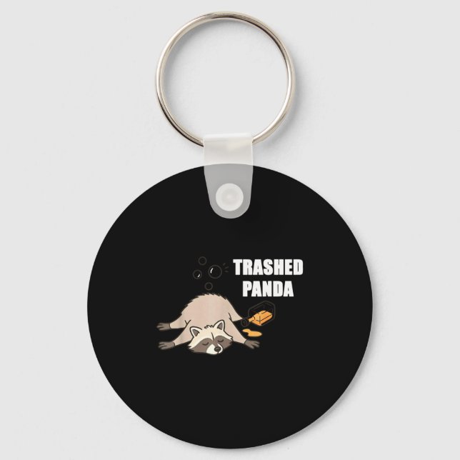 Trendy Funny Trashed Panda Drunk Raccoon Lovers Me Key Ring (Front)