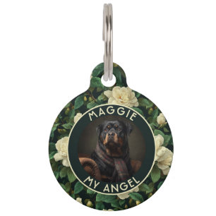 Trendy Fur Parent Gift Gardenias Pattern Pet Tag