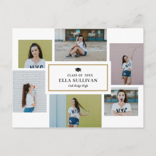 Trendy Gallery EDITABLE COLOR Photo Graduation Postcard